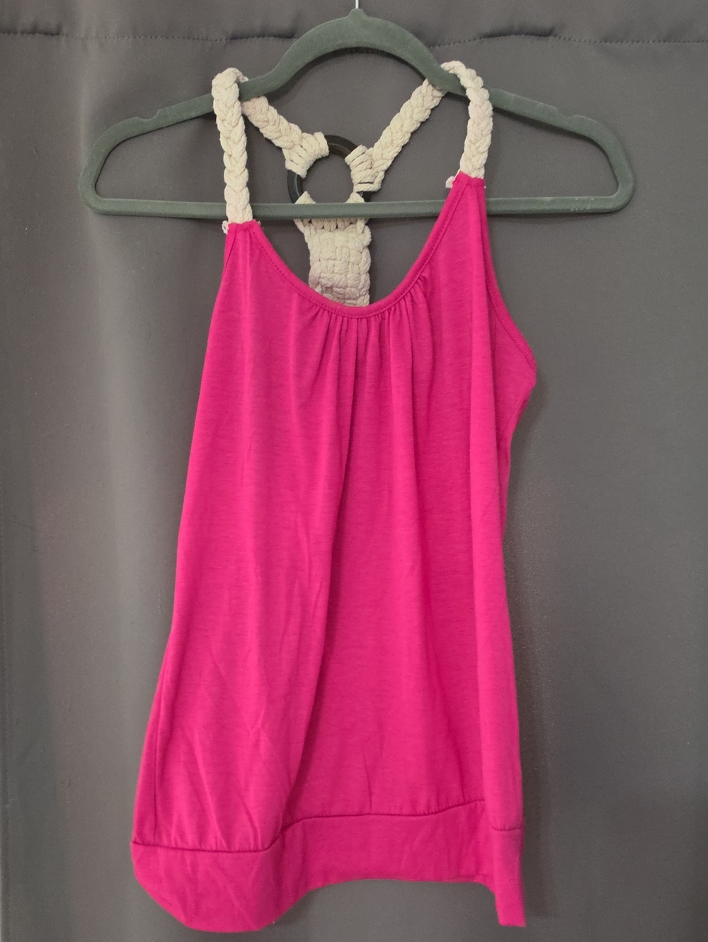 Taboo Magenta Tank with Braided Cream Back Straps